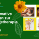 Der ultimative Führer zur Massagetherapie in Bremen Grüner Hintergrund. Rechte Seite der Massage Bild mit schönen Sonnenblume und einige grüne Blatt. Leben Seite Titel und oben ist die Dr. Mishra Academy Bremen Logo. Unten ist unsere Website.